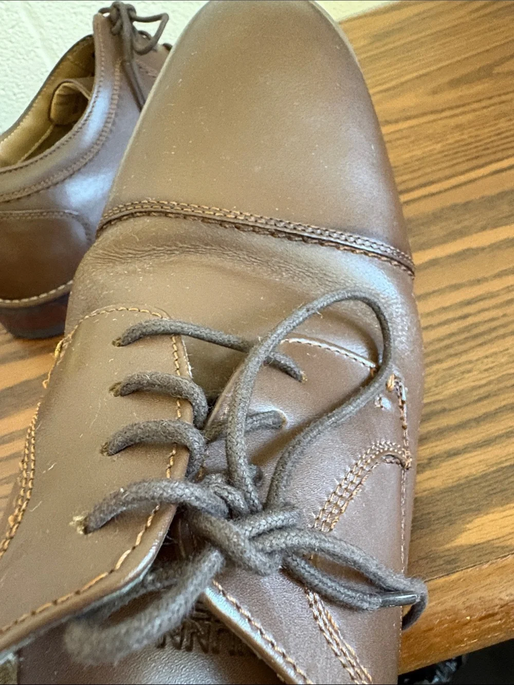 Nunn Bush Tan-Brown Leather Lace-Up Oxfords